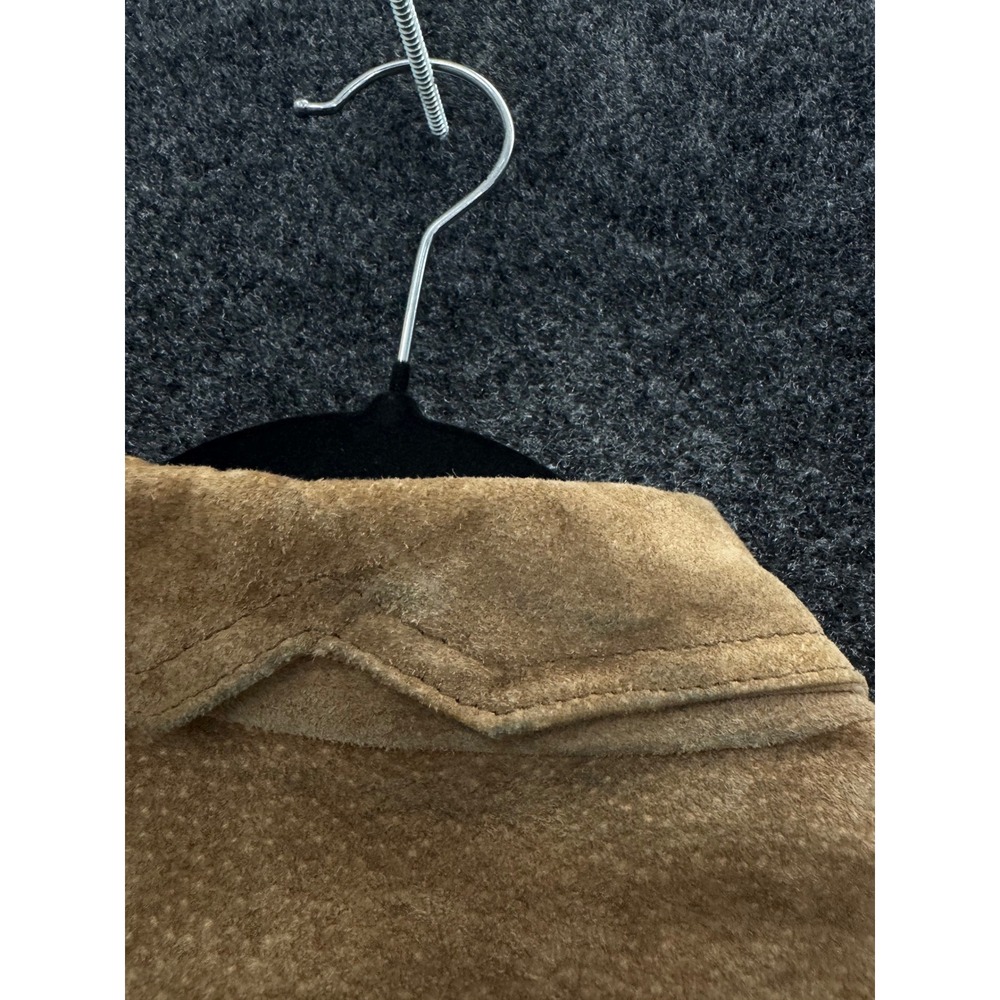 Outerbound by HMS Vintage Tan Suede Leather Cropped Asymmetrical Zip Jacket M - Picture 8 of 10